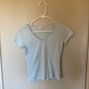 teal tight fitted v neck